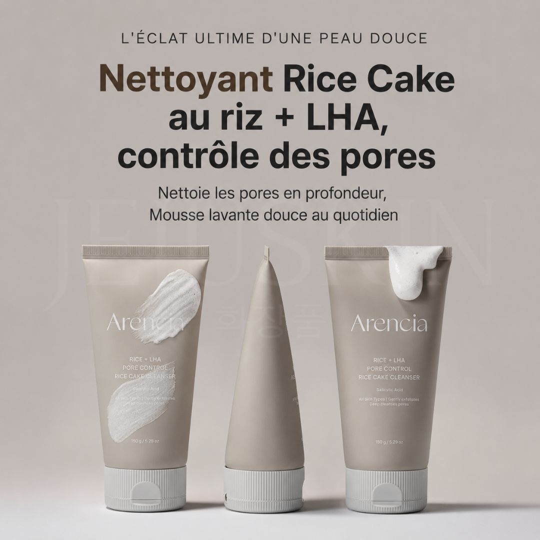 Nettoyant visage au riz et LHA Arencia pour nettoyer les pores en profondeur et réguler l’excès de sébum.