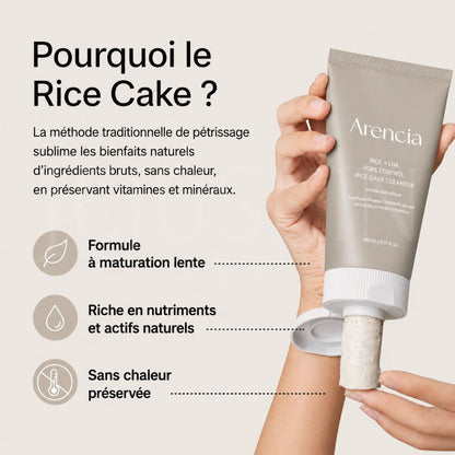 Arencia  Nettoyant purifiant pour les pores et le grain de peau, riz + LHA texture Nettoyant visage coréen au riz pour pores et excès de sébum