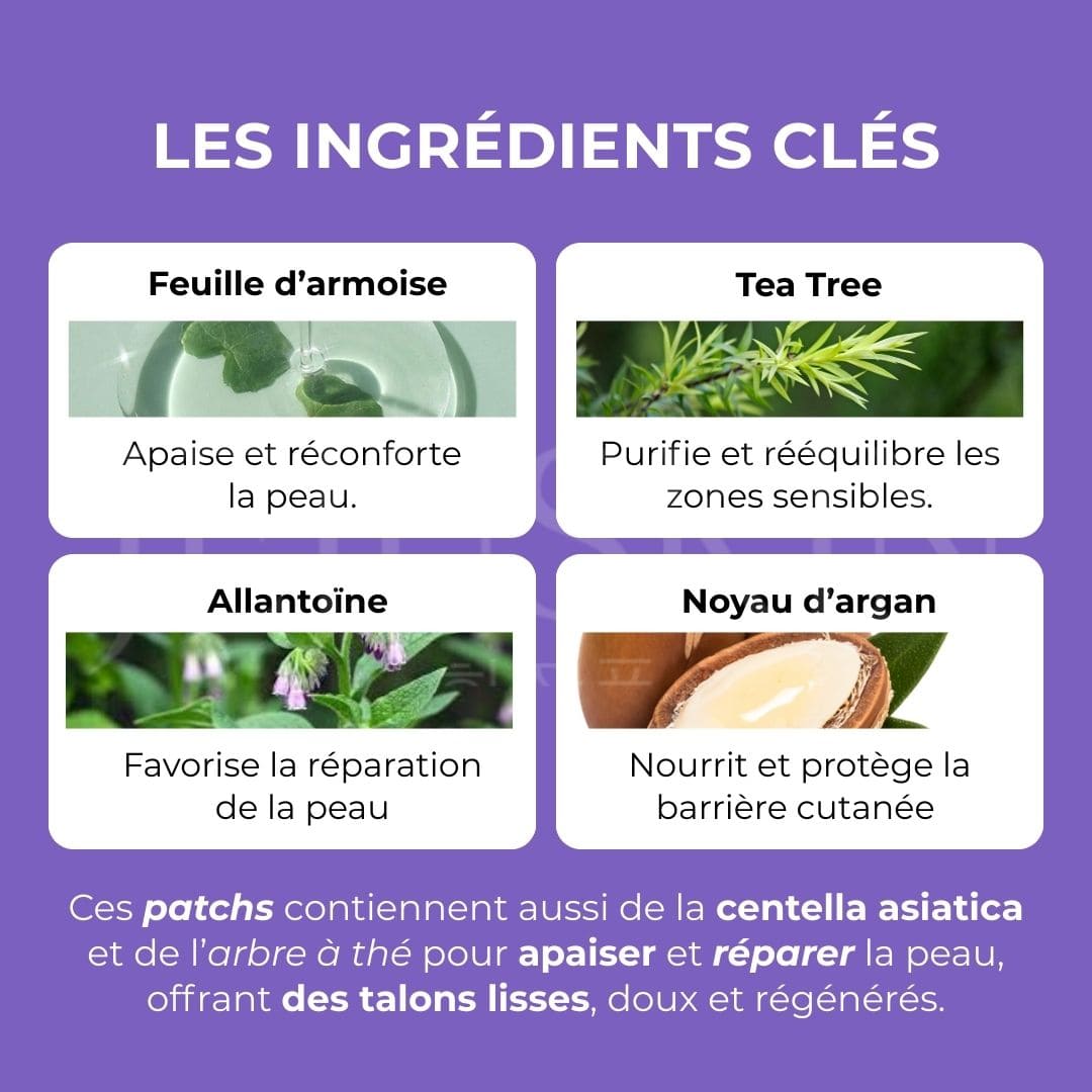 Baren Patchs de nuit réparateurs pour les talons au beurre de karité ingrédients