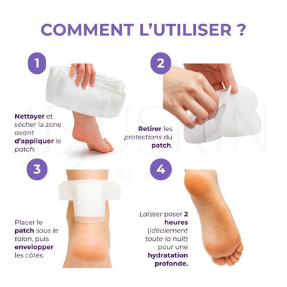 Baren Patchs de nuit réparateurs pour les talons au beurre de karité utilisation