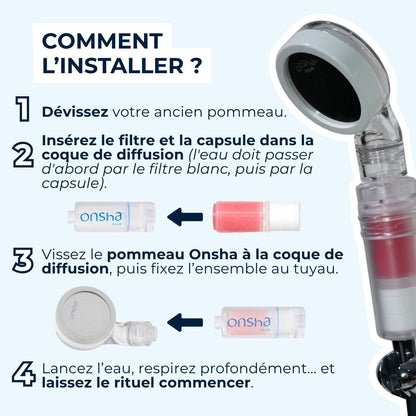 Comment installer le Sullab Pommeau de douche filtrant et diffuseur d’eau de source Onsha Home