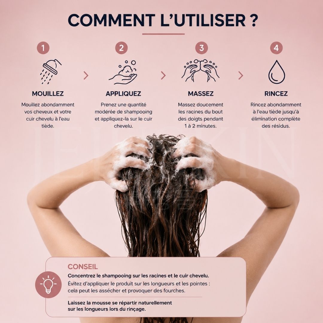 Comment utiliser le shampoing coréen UNOVE réparateur intense pour cheveux abîmés