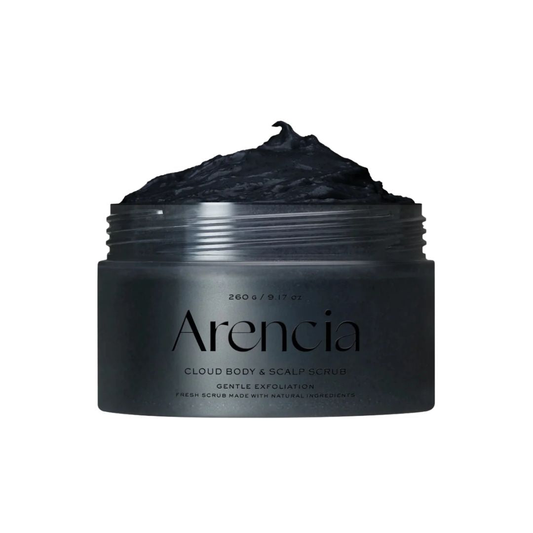 Arencia - Gommage exfoliant Fresh Cloud pour le corps et le cuir chevelu au thé noir et yuzu - 260g