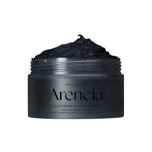 Arencia - Gommage exfoliant Fresh Cloud pour le corps et le cuir chevelu au thé noir et yuzu - 260g