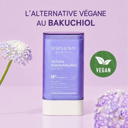 Le bénéfice du stick solaire vegan anti-âge peptides et Bakuchiol SPF50+ de Mary&May