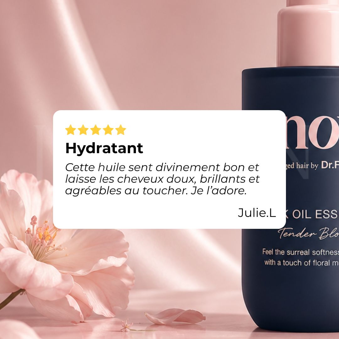 Avis sur l'huile capillaire hydratante et lissante Tender Bloom  d'Unove