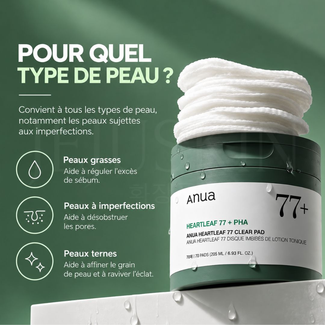 Pour quels types de peaux sont fait les pads purifiants Heartleaf 77% d'Anua
