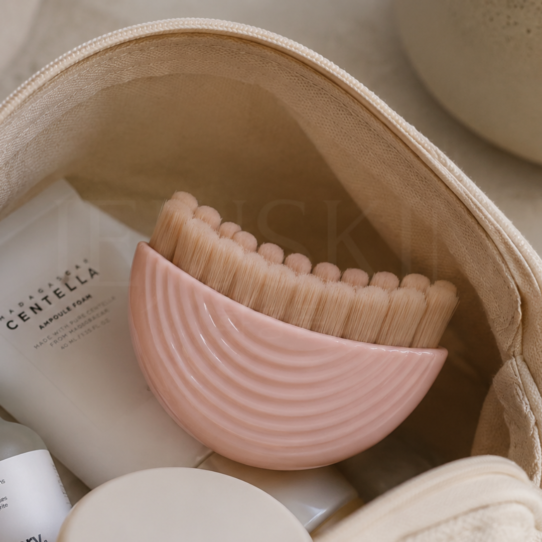 mage de la brosse de drainage lymphatique pour le visage dans une trousse de toilette