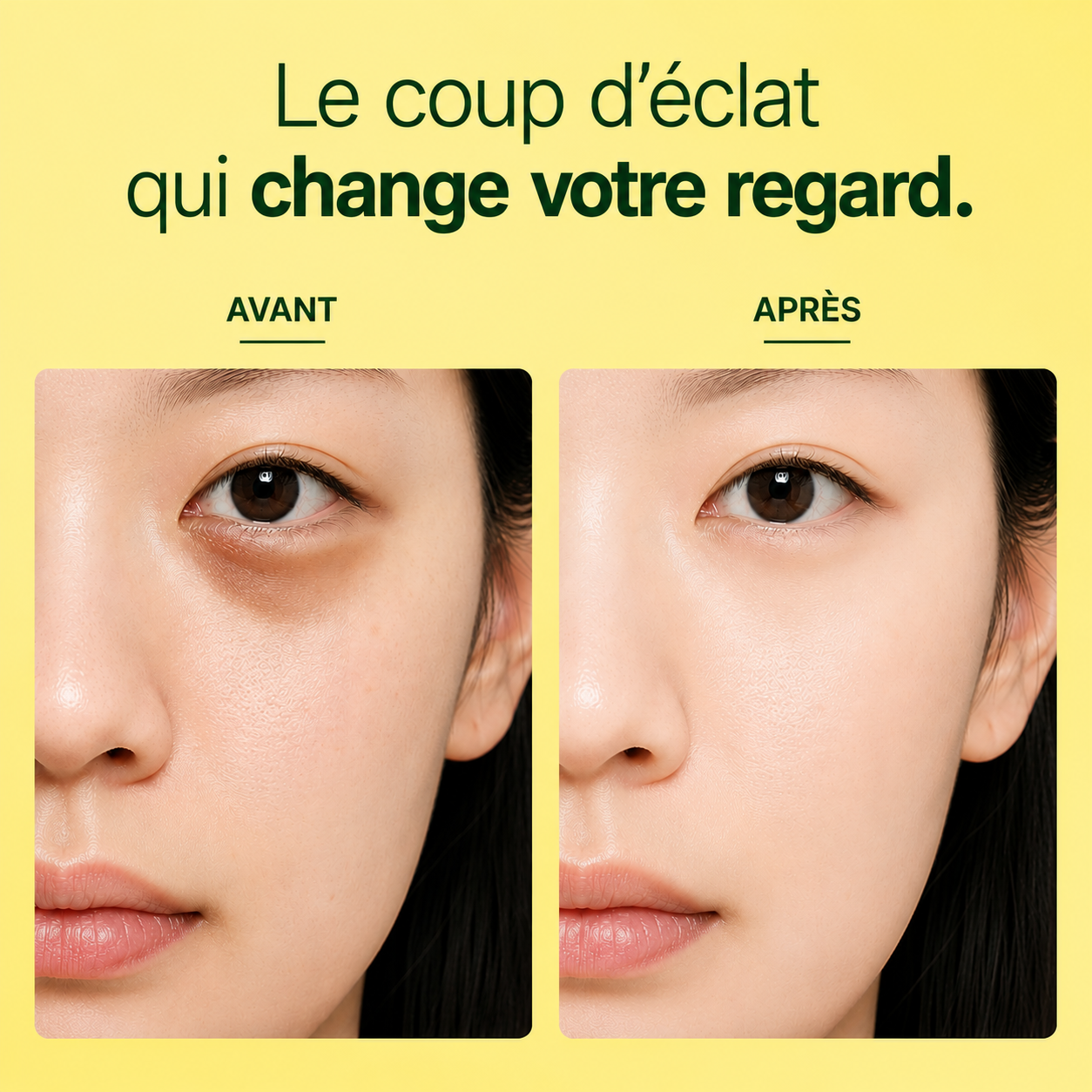 Goodal  Patchs en gel pour le contour des yeux à la vitamine C et mandarine verte résultat avant après 