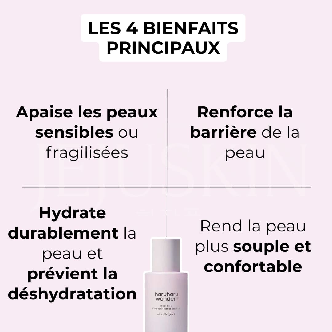 Haruharu Wonder Essence réparatrice et protectrice aux probiotiques de riz noir bienfaits