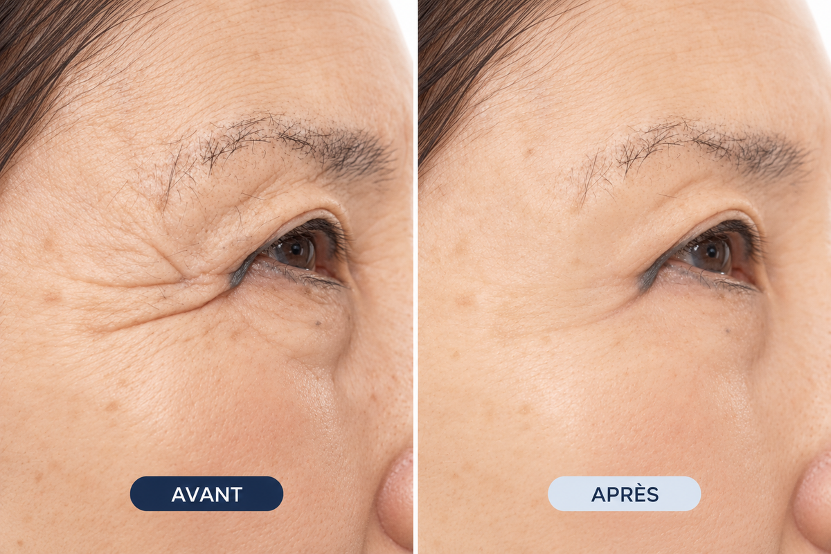 Avant après utilisation sur une femme agée du serum nine tails