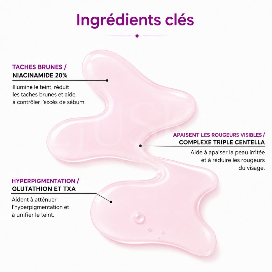 Jumiso Sérum anti-taches à la niacinamide 20%  les ingrédients clés pour faire disparaître mes taches brunes sur le visage