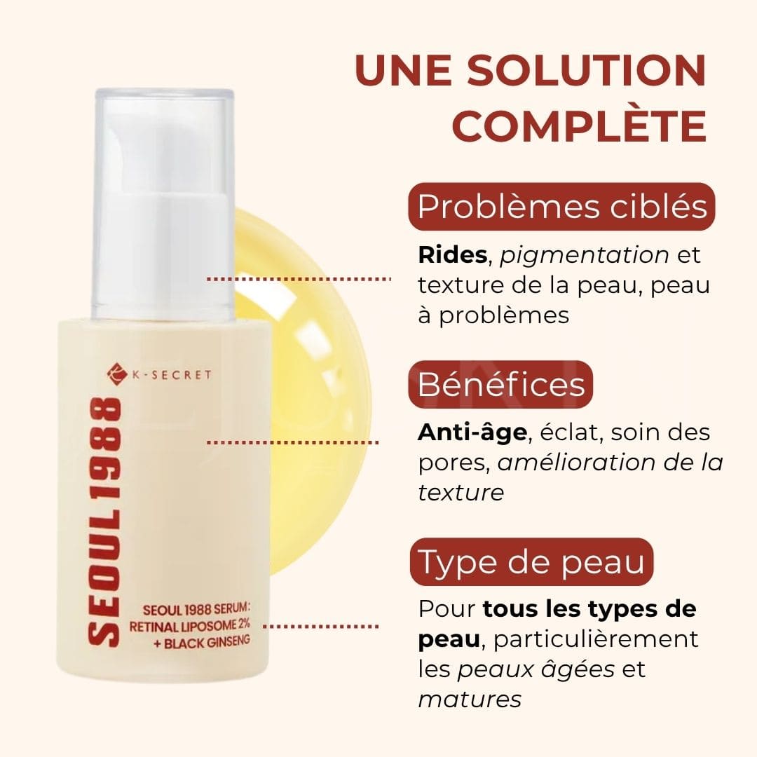 K-Secret Sérum SEOUL 1988 Rétinal bénéfices