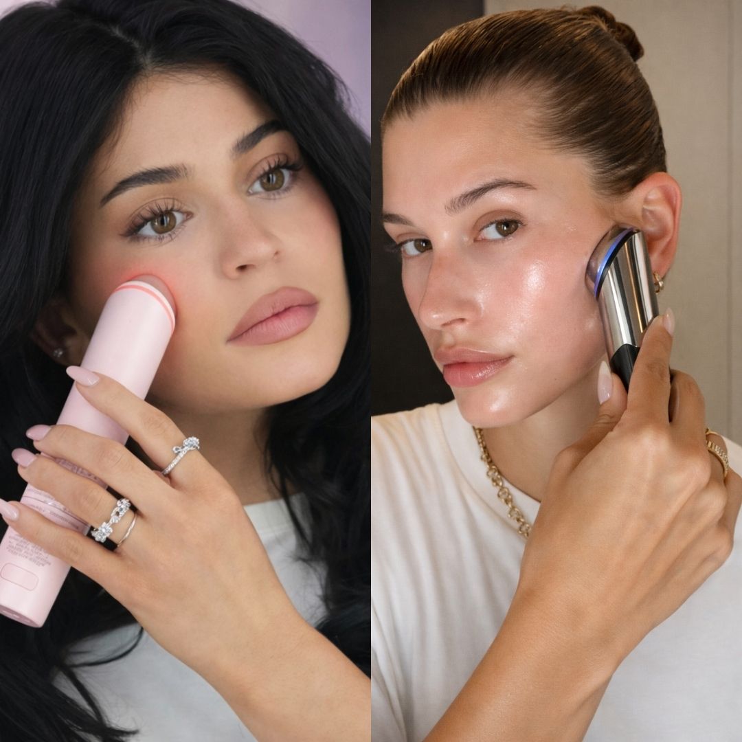 Kylie Jenner et Hailey Bieber avec l'appareil Medicube Booster Age Pro