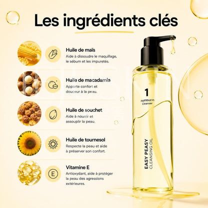 Numbuzin Huile démaquillante Easy Peasy N°1 ingrédients clés 