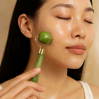Roller massant pour le visage à la pierre de jade avec visage