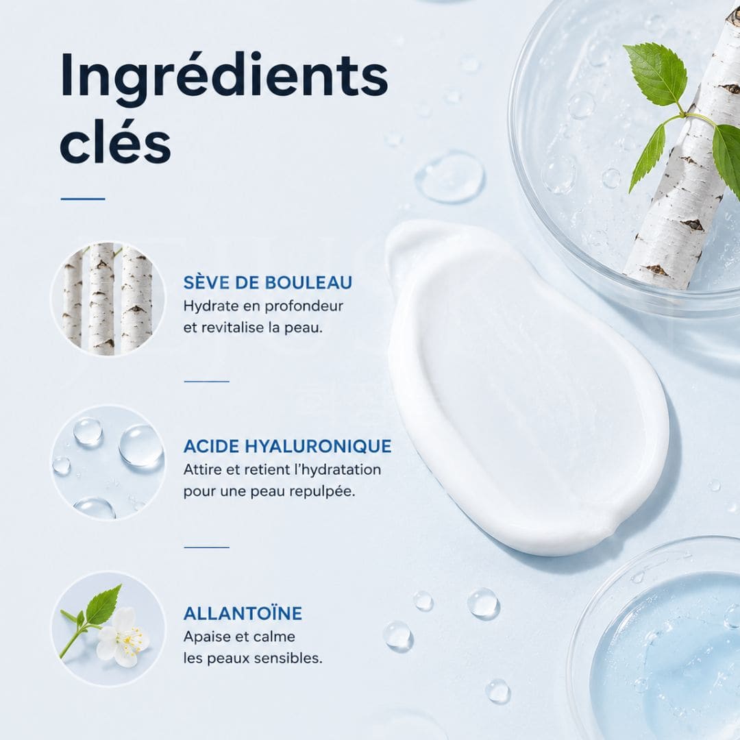Round Lab Crème hydratante régénérante au jus de bouleau ingrédients clés