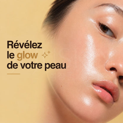 Un effet glass skin  sur la peau avec la crème hydratante Advanced Snail 92 tout en un  de chez COSRX