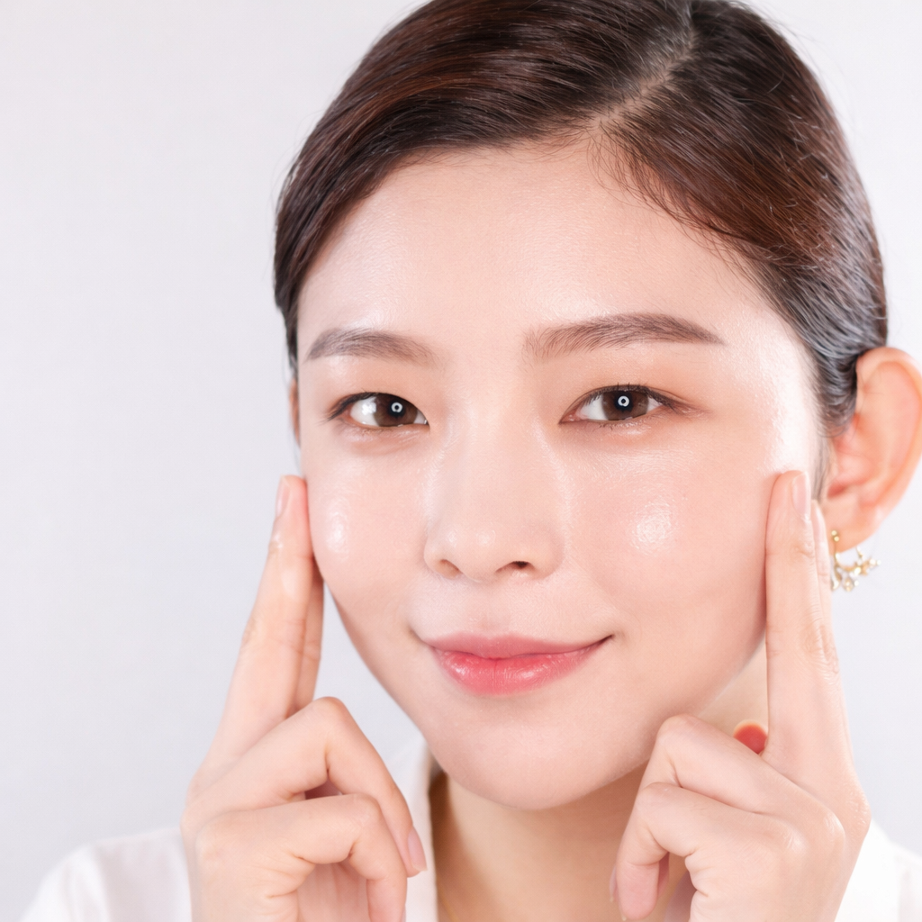 Visage femme qui utilise la crème Mizon