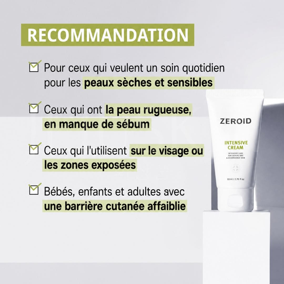 Zeroid Crème intensive pour peaux sèches et sensibles pour quel type de peau 